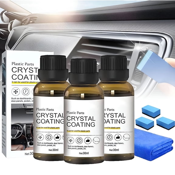 RAGUPEL Crystal Coating for Car, Car Plastic Parts Crystal Coating, Plastic Refresher Car Interior Plastics Restorer, Long Duration Plastic Parts Refurbish Agent (3PCS)