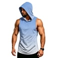 thumbnail image 6 of LNZGNM Men's UPF 50+ Short Sleeve Sun Hoodie – Quick-Dry Rash Guard for Fishing & Hiking, Lightweight Athletic Workout Top,Blue(XL), 6 of 7