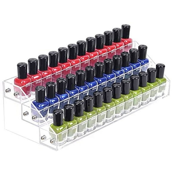 Umirokin Nail Polish Rack, 3 Tier Acrylic Paint Rack Display Stand Holder, Essential Oil Organizer Storage Shelf Holds up to 36-56 Bottles