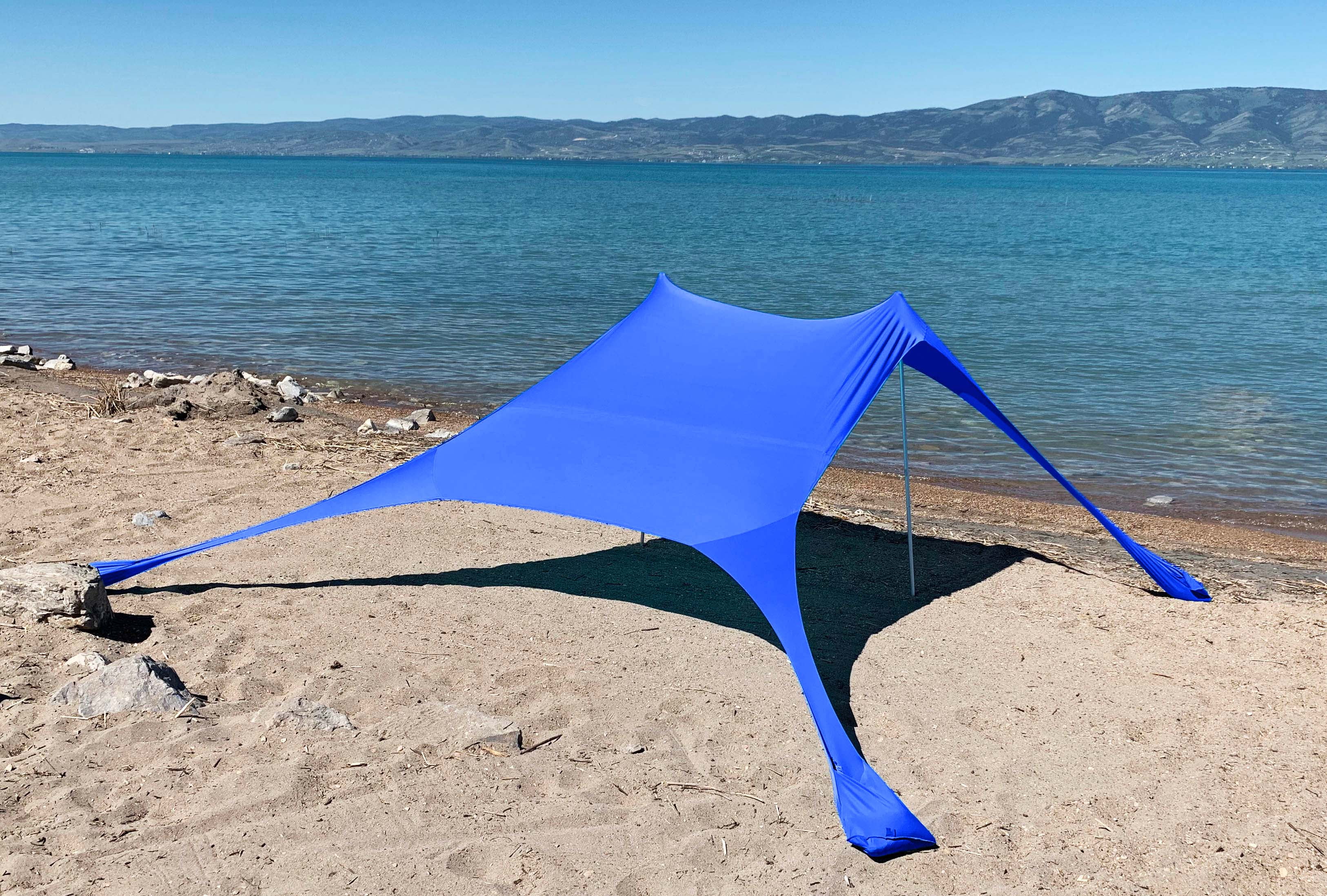 Sun Shelter Beach Shade Canopy by SkyBed, UPF 50+, Durable, Lightweight,  2-Pole, XL, Hawaiian Blue 