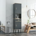 thumbnail image 2 of Gymax Tall Bathroom Storage Cabinet Freestanding Narrow Linen Tower w/ Doors & Drawer, 2 of 9