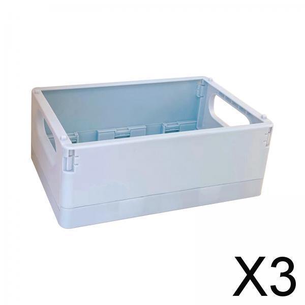 3x Cestas de Almacenamiento de Plástico, Apilables, Plegables, , Organizador de Escritorio, Caja de Almacenamiento para Cocina, Dormitorio, Organi 3 piezas