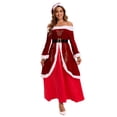 thumbnail image 3 of Disfraz navideño para parejas de talla grande M-5XL, disfraz de Papá Noel para hombre y mujer, traje de actuación escénica navideña con estampado, 3 of 6