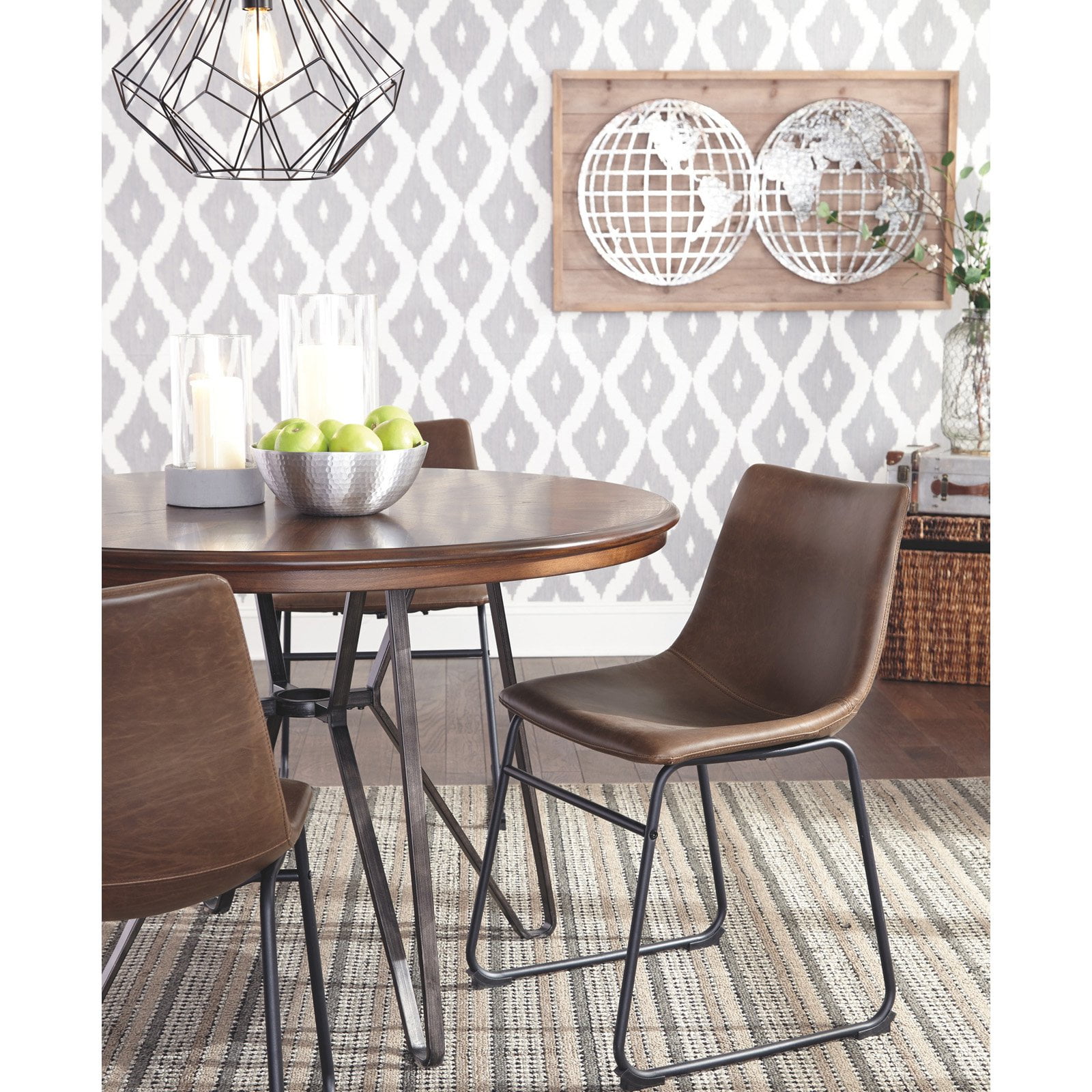 Signature Design By Ashley Centiar Round Dining Room Table Casual Style Two Tone Brown Walmart Com Walmart Com