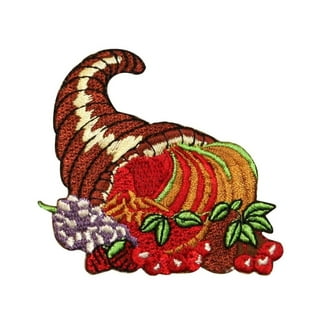 Cooked Thanksgiving Turkey Dinner Multi-Color Embroidered Iron-On Patch  Applique