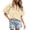 Beige, variant on Women's Summer Tops Dressy Casual Short Lantern Sleeve V Neck Buttons Hollow Out Lace Embroidered Blouses Shirts