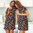 thumbnail image 4 of Disketp Colorful Pineapples1 para Camisón Corto de Manga Corta para Mujeres, Camisón Cómodo con Escote Redondo, Bonito y Confortable, 4 of 6