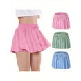 thumbnail image 4 of Girls' 3pcs/set Comfy & Breathable Solid Color Performance Skort For Sports Girls' Clothing, 4 of 9