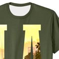 thumbnail image 5 of GUZOM Los Angeles T-Shirt for Men Army Green, Stretch Breathable Graphic Tee with LA Skyline Design, Regular Fit Short Sleeve Casual T-Shirt,Size L, 5 of 5