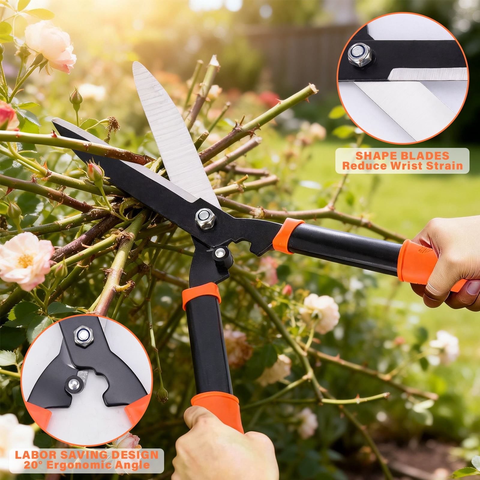 Bemico 3PCS Garden Tools Loppers Hedge Clippers & Pruners Set, Heavy Duty Hedge Shears Tree & Shrub Care Kit for Yard, Lawn & Garden, Branch Cutter Tree Trimmer for Indoor & Outdoor