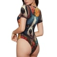 thumbnail image 2 of Saiise Pyjama Mignon à Fleurs Colorées Motif Bouledogue Français pour Femmes, Manches Courtes, Col Rond, Justaucorps Extensible avec Fermeture à Pression-Moyen, 2 of 7