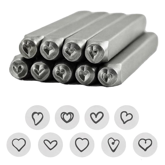 Lerpwige 9 Pieces Heart Shape Steel Punch Set for Custom Jewelry and Work