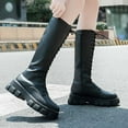 thumbnail image 2 of Stylish Women's Mid Calf Boots Leather Suede Lace Up Platform Design Winter Comfortable Footwear For Cold Weather Casual Outings, 2 of 7