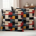 thumbnail image 6 of 2 Pack Outdoor Waterproof Throw Pillow Covers,Black Red Color Block Decorative Square Pillow Case Patio Pillowcases for Chair Couch Sofa 16x16in, 6 of 9