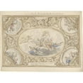 thumbnail image 2 of Elias van Nijmegen 24x19 Black Ornate Framed Double Matted Museum Art Print Titled: Design for a Ceiling Painting with Allegory on Fame (1677 - 1755), 2 of 5
