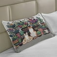 thumbnail image 2 of Ambesonne Cat Knitted Quilt Pillowcover, Modern Blooms Kitties Cozy Calm, 30"x20", Teal Pink and Purple, 2 of 2