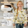 thumbnail image 6 of Xoenoiee Bee Daisy Honeycomb Print Girls T Shirt Basic Long Sleeve Blouse Casual Tee Lightweight Tunic Tops Outfits Fall Clothes with Tie Front, 9-10 Year, 6 of 7