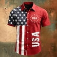 thumbnail image 3 of Homeyce Men American Flag Button Shirt 4th Of July Short Sleeve Hawaiian Shirts Us 250 Year American Button Down Patriotic Shirt USA Independence Celebration 1776-2026 Holiday Shirts,Red L, 3 of 4
