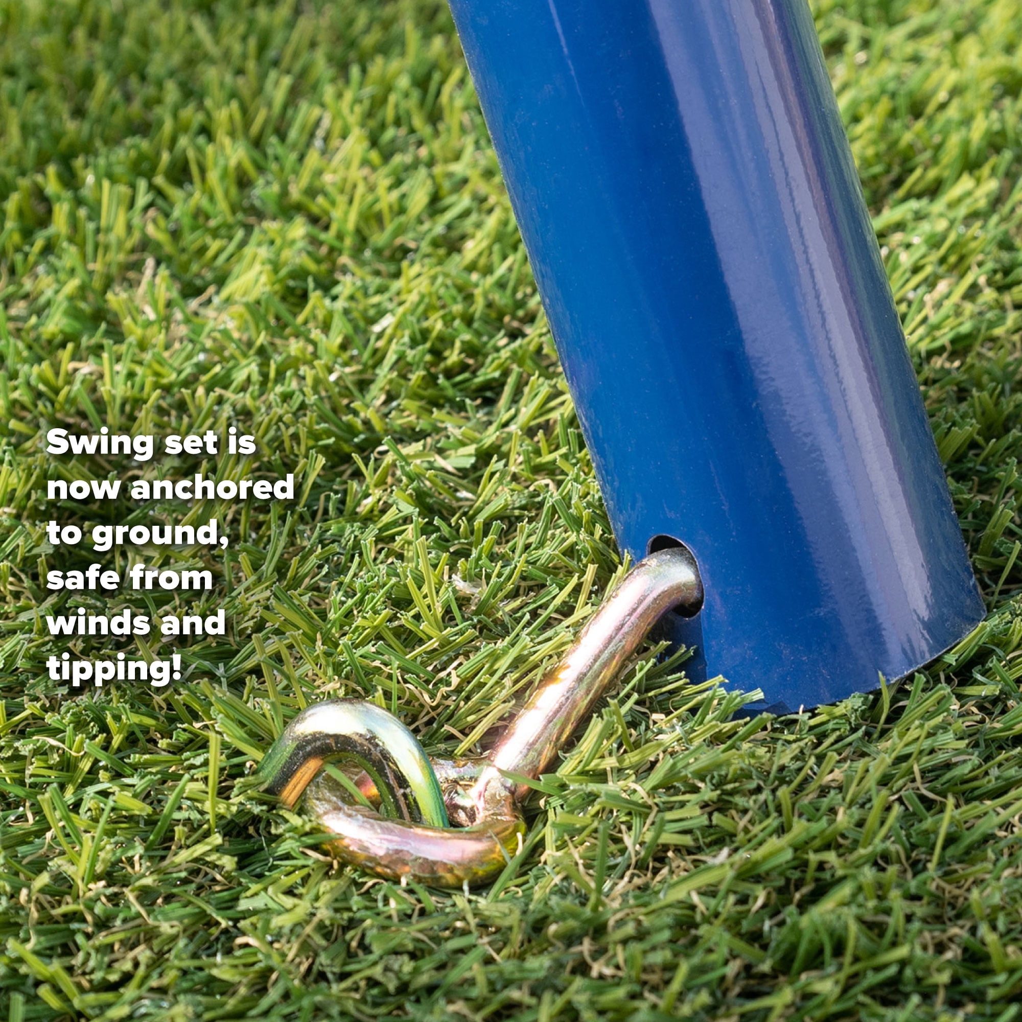 Sportspower 12" Heavy-Duty Steel Ground Anchor Kit for Swing Sets, Trampolines & Playsets — Corkscrew Anchors, Easy Install, All-Weather, Gold (5 Pack)