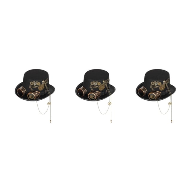 Advancent Men Women Steampunk Floral Top Hat with Goggles Flower for Halloween Costume Type1 NO1