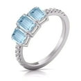 thumbnail image 6 of TimeLe$$ Classics Three Stone Emerald Cut Shape Natural Aquamarine Gemstone and Round Diamond Ring in 14K White Gold (Size: 10), 6 of 6