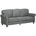 thumbnail image 1 of HOMCOM 3-Seater Sofa Couch Modern Linen Fabric Sofa with Rubberwood Legs, 1 of 10