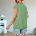 thumbnail image 4 of Blusas de Encaje para Mujer, Camisas Plisadas de Corta, Verde M, 4 of 5