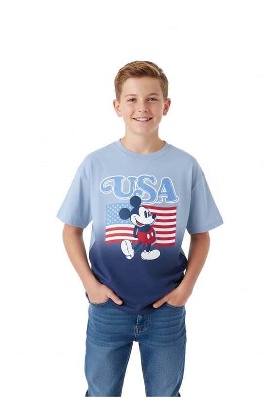 Mickey Mouse Boys USA 76 Graphic Tee with Short Sleeves, Sizes 4-20