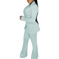 thumbnail image 3 of Seyurigaoka 2Pcs Women Office Slim Fit Suit, Plus Size Solid Color Blazer + Work Pants Set, 3 of 8