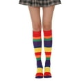 thumbnail image 4 of IWRICH Women's Striped Knee High Socks Funny Novelty Athletic Colorful Stripe Cute Stockings Tube Socks Multicolour, 4 of 5