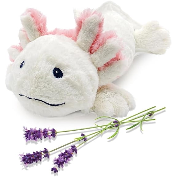 Warmies Junior 9” Axolotl Stuffed Animal, Microwavable Heated Plushies and Weighted Soft Plush Toys