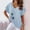 Light Blue, variant on Sakmal Short Sleeve T Shirts for Women Basic Cotton and Linen V-Neck Floral Shirts Black Spring Tops for Women