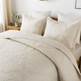 thumbnail image 2 of Travan Juego de edredón de 3 piezas, colcha acolchada de microfibra de gran tamaño, juego de colcha ligera con fundas, juego de cama para todas las estaciones, color beige, tamaño Queen, 2 of 5