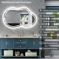 thumbnail image 3 of Frameless 36"x 20" Irregular LED Anti-Fog Tempered Glass Bathroom Vanity Mirror Asymmetrical Front and Backlit Wall Mirror, 3 of 11
