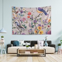 Yayeee Tapestry Wall Hanging for Bedroom 90" x 60" Living Room Home Wall Art Decor, Purple Floral Pattern