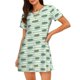 thumbnail image 1 of Disketp Cute Crocodile para Camisón Corto de Manga Corta para Mujeres, Camisón Cómodo con Escote Redondo, Bonito y Confortable, 1 of 6