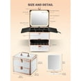 thumbnail image 2 of Makeup Box with Drawer and A Detachable Lighted Mirror, Waterproof Travel Train Case, Cosmetic Organizer and Makeup Suitcase with Adjustable Dividers, Magnetic LED Mirror (Bright White), 2 of 12