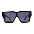 thumbnail image 1 of Mens Futuristic Robotic Squared Shield Mod Plastic Sunglasses All Black, 1 of 4