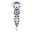thumbnail image 4 of Dazzlingrock Collection 6X4mm Oval Amethyst with Round Blue Sapphire & White Diamond Interweaving Double Halo Wedding Ring for Women in 10K White Gold, Size 6.5, 4 of 6