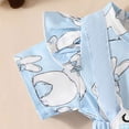 thumbnail image 4 of Ulanda Easter Baby Girl Romper Dresses 2Piece Skirts Set Bunny Egg Clothes Ruffle Short Sleeve Bodysuit+Headband (Dark Blue, 6-9 Months), 4 of 7