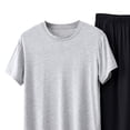 thumbnail image 5 of BaoFuBaoMei Lounge Sets for Men 2 Piece Big and Tall Crew Neck Pajamas Short Sleeve Top Joggers Sleepwear Sets Solid Soft Loungewear with Pockets, 5 of 5