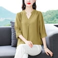 thumbnail image 4 of Women's Chiffon V-Neck Blouse with 3/4 Sleeves, 4 of 6