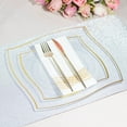 thumbnail image 5 of Balsa Circle 10 Square Clear 8" Disposable Salad Plastic Plates Wavy Gold Trim Party Events Tableware Decorations, 5 of 8