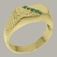thumbnail image 2 of LBG British Made 9k Yellow Gold Real Natural Emerald Mens band Ring - 33 size options - Size 8, 2 of 6