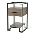 thumbnail image 2 of End Table with Drawer and 3-Tier Storage & Tempered Glass Top, Kitchen Side Table with Steel Frame, Greyish Brown, 2 of 7