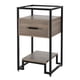 thumbnail image 3 of Mesa auxiliar con cajón de almacenamiento, mesa de noche de 3 niveles con estructura de acero y tapa de vidrio templado, 3 of 10