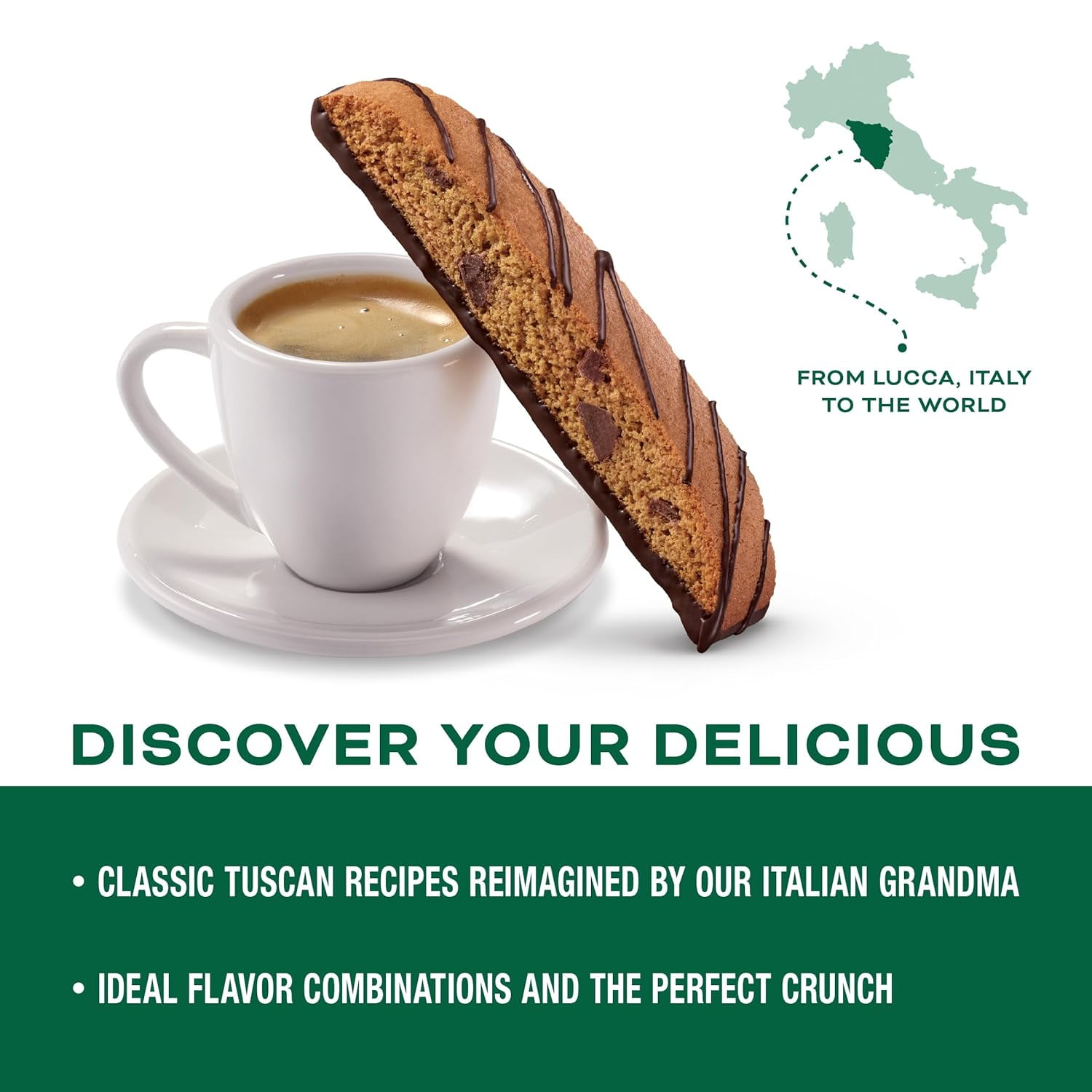 Nonni's Espresso Chocolate Chip Biscotti Cookies - 6 Boxes Espresso Coffee Cookies - Espresso Chocolate Chip Cookies w/Dark Chocolate - Italian Biscotti Individually Wrapped Cookies - 6.88 oz