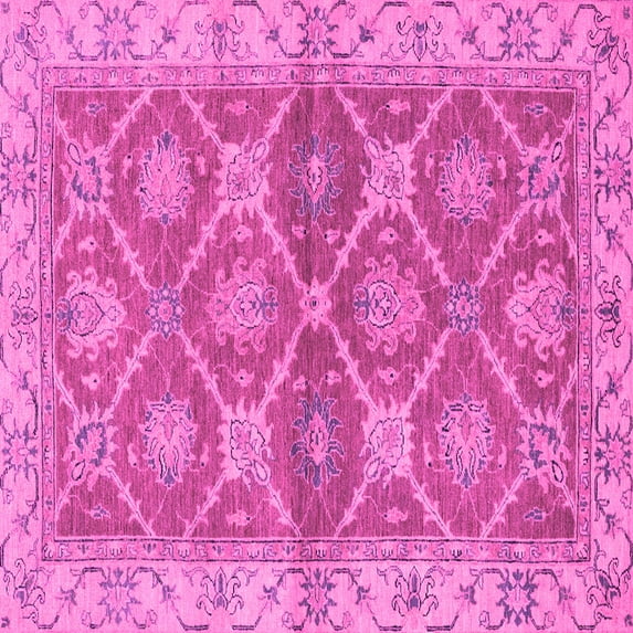 Ahgly Company Indoor Square Abstract Pink Modern Area Rugs, 5' Square