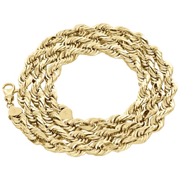 Real 10K Yellow Gold Diamond Cut Solid Rope Chain 9mm Shiny Necklace 22 Inch