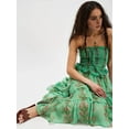 thumbnail image 3 of Tube Top Dress for Women Summer Solid Strapless Dresses, Off the Shoudle Ruffle Beach Dress Green M, 3 of 5